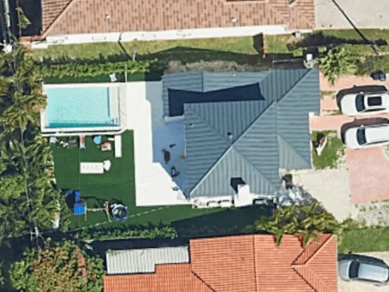 Satellite view of a residential property